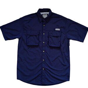 Bimini Bay Outfitters Shirt Men’s Size L Blue Button down Short Sleeve Pockets